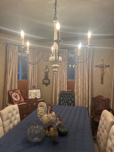 Customer photo review of Farmhouse 6 Light Wood Weathered Anchor Chandelier