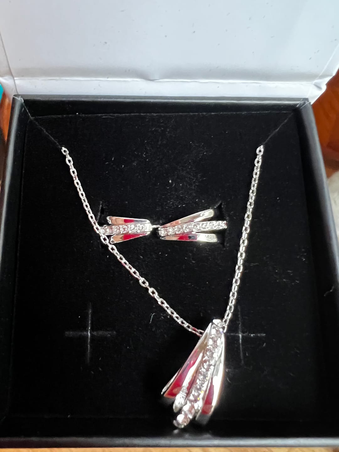 Customer photo review of Bella 18k White Gold Plated 17mm Hoop Earrings with Swarovski Crystals