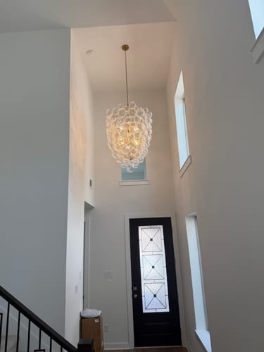 Customer photo review of Luxury Cascade Cluster Ribbed Glass Bubble Entry Chandelier