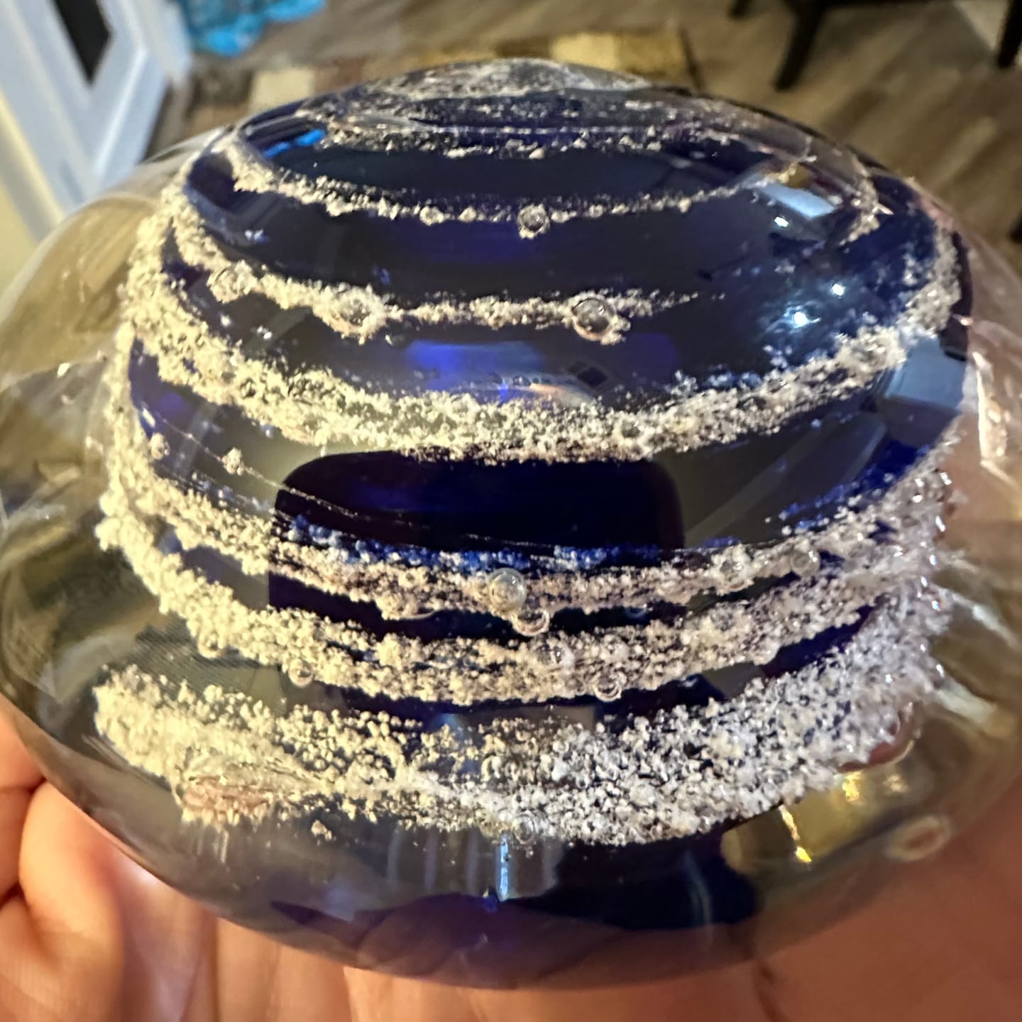 Customer photo review of Swirl Paperweight with Cremation Ash
