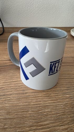 Customer photo review of TassenExpress - Becher Keramik Tasse mit Logo bedruckt 325ml Firmenlogo