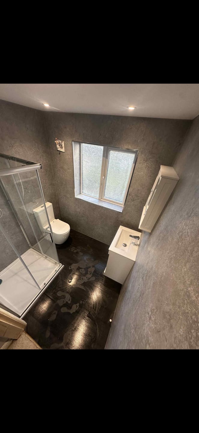 Customer photo review of Premium Grey Concrete Matt Shower Wall Panel – 1M x 2.4M