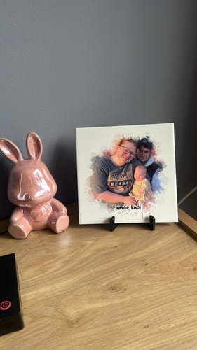 Customer photo review of Aquarel Portret op Tegel - Upload je eigen foto