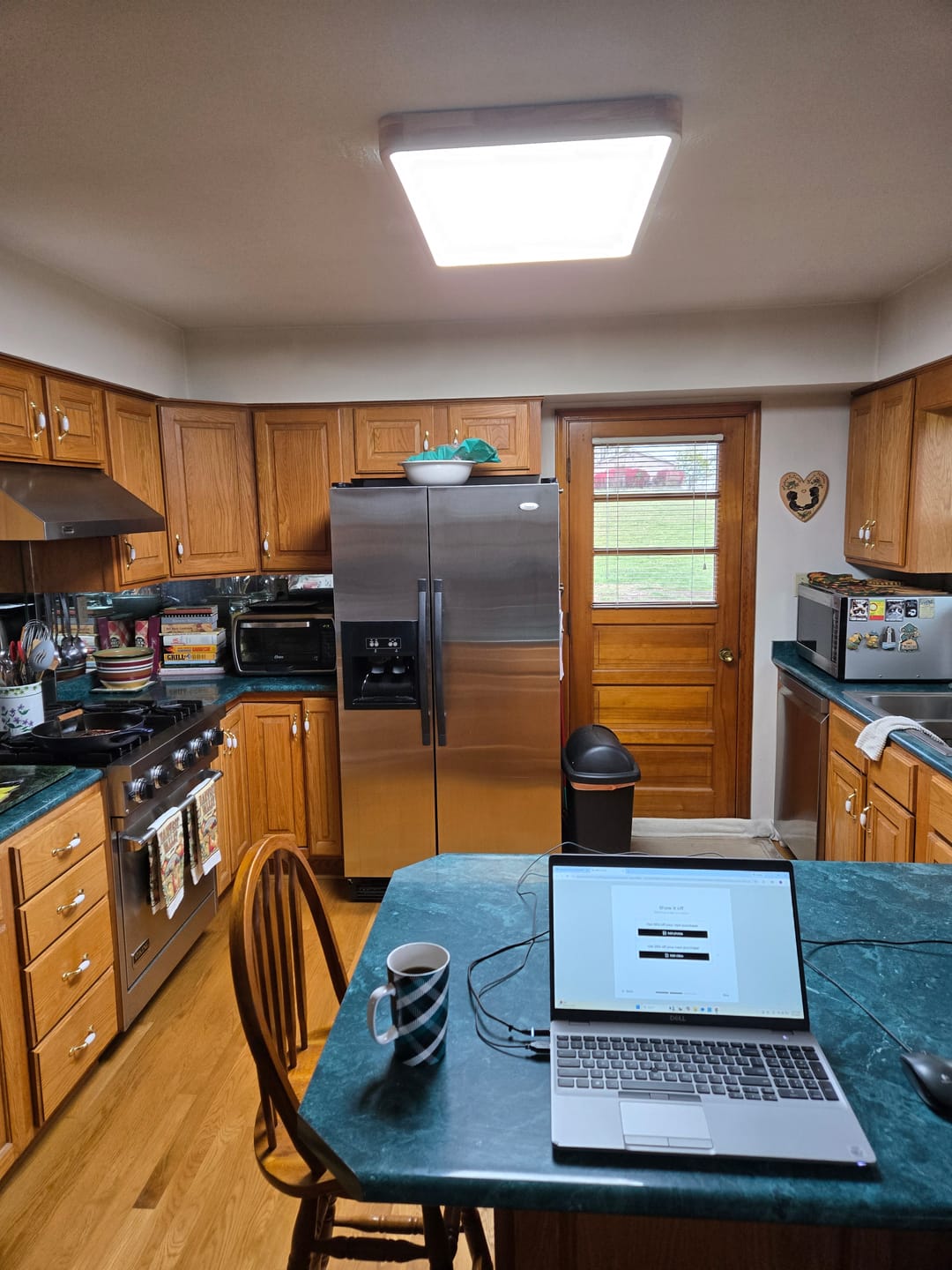 Customer photo review of Rectangle Wooden Dimmable LED Flush Mount Ceiling Light