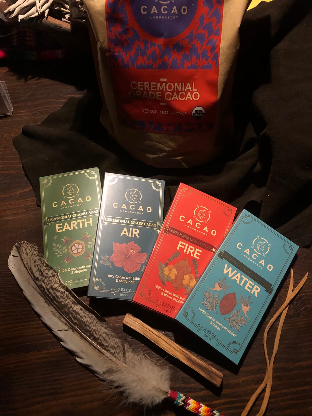 Customer photo review of Sacred Element Ceremonial Cacao Blends Variety Box, Organic (4 bars – 3.5 oz each)