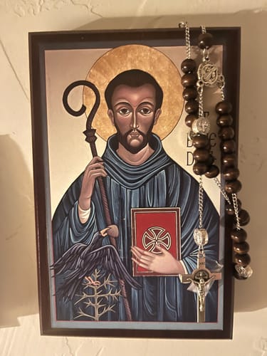 Customer photo review of St. Benedict Benito Wood Rosary  Catholic Exorcism  Blessed by Pope