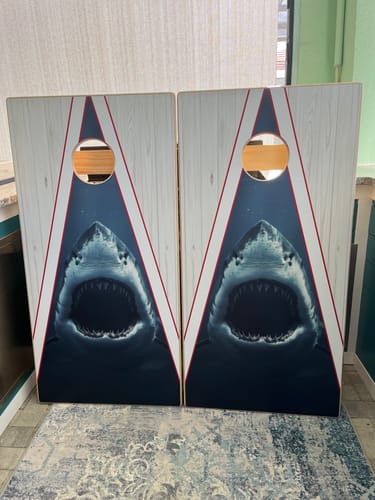 Customer photo review of Custom Cornhole Board Wrap