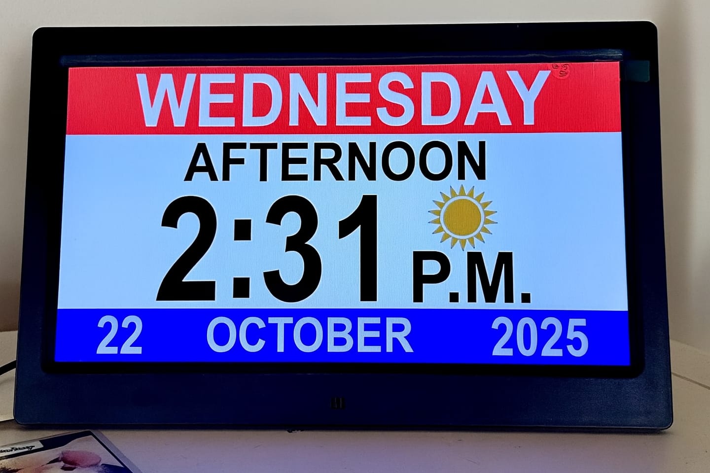 Customer photo review of 11.5-Inch Digital Calendar Day Clock with 19 Reminders – Claryon