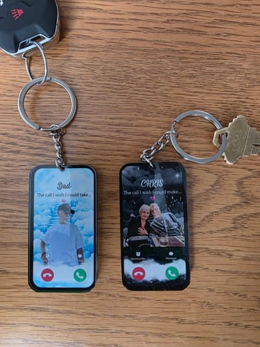 Customer photo review of The Call I Wish I Could Take Memorial Sympathy Gift Remembrance Keepsake Photo Personalized Acrylic Keychain