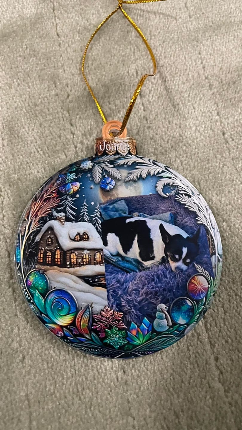 Customer photo review of Custom Photo Pets Make Our Lives Whole - Dog & Cat Personalized Ornament