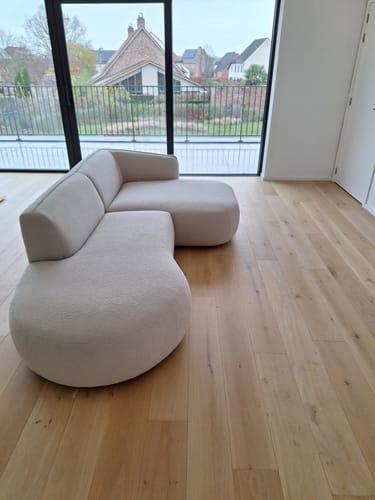 Customer photo review of by fonQ Soft Ottomane Bank Links - Bouclé - Crème