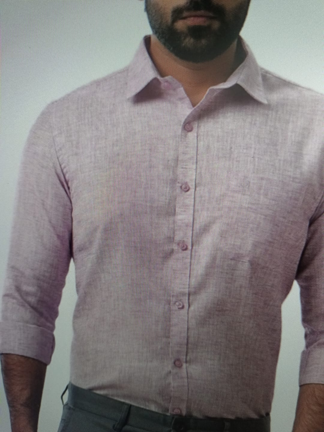 Customer photo review of Linen Feel - Purple Formal Shirts For Men | Ariser