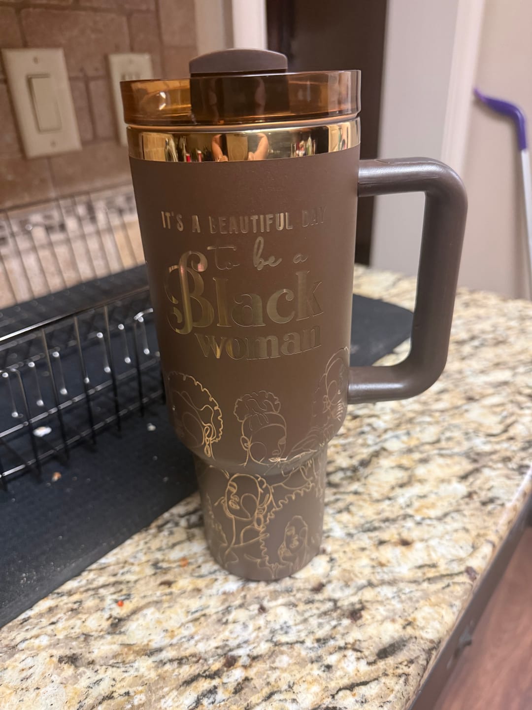 Customer photo review of Brown Sugar (4th Anniversary) 40oz Insulated Tumbler – "It's a Beautiful Day to be a Black Woman"