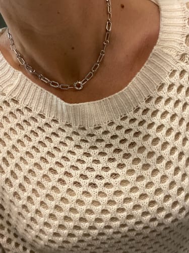 Customer photo review of Collana fine brillantinata con rolò e cerchio centrale