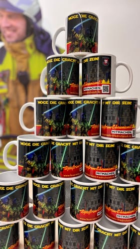 Customer photo review of TassenExpress - Becher Keramik Tasse mit Logo bedruckt 325ml Firmenlogo