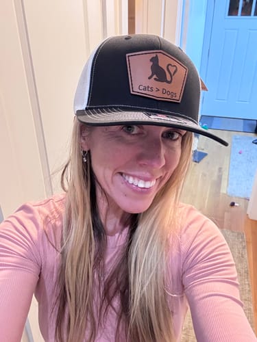 Customer photo review of Richardson 112 Genuine Leather Patch Hats Laser Engraved