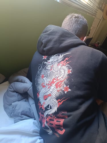 Customer photo review of Burning Dragon Hoodie