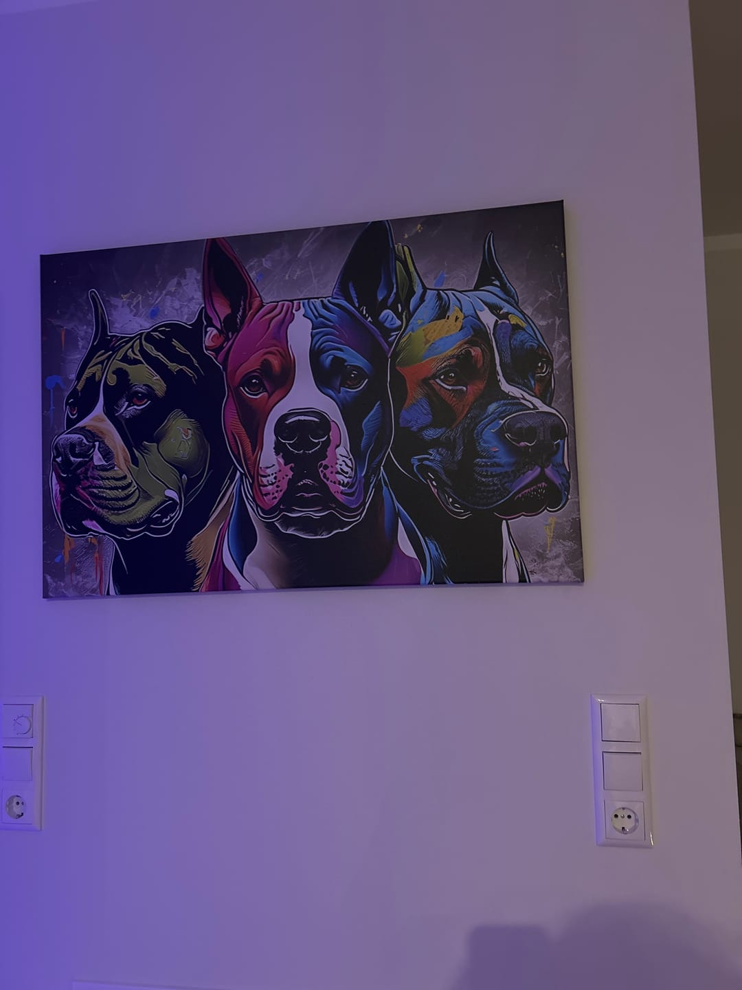 Customer photo review of Leinwandbild Abstraktes Portrait von drei Hunden Querformat