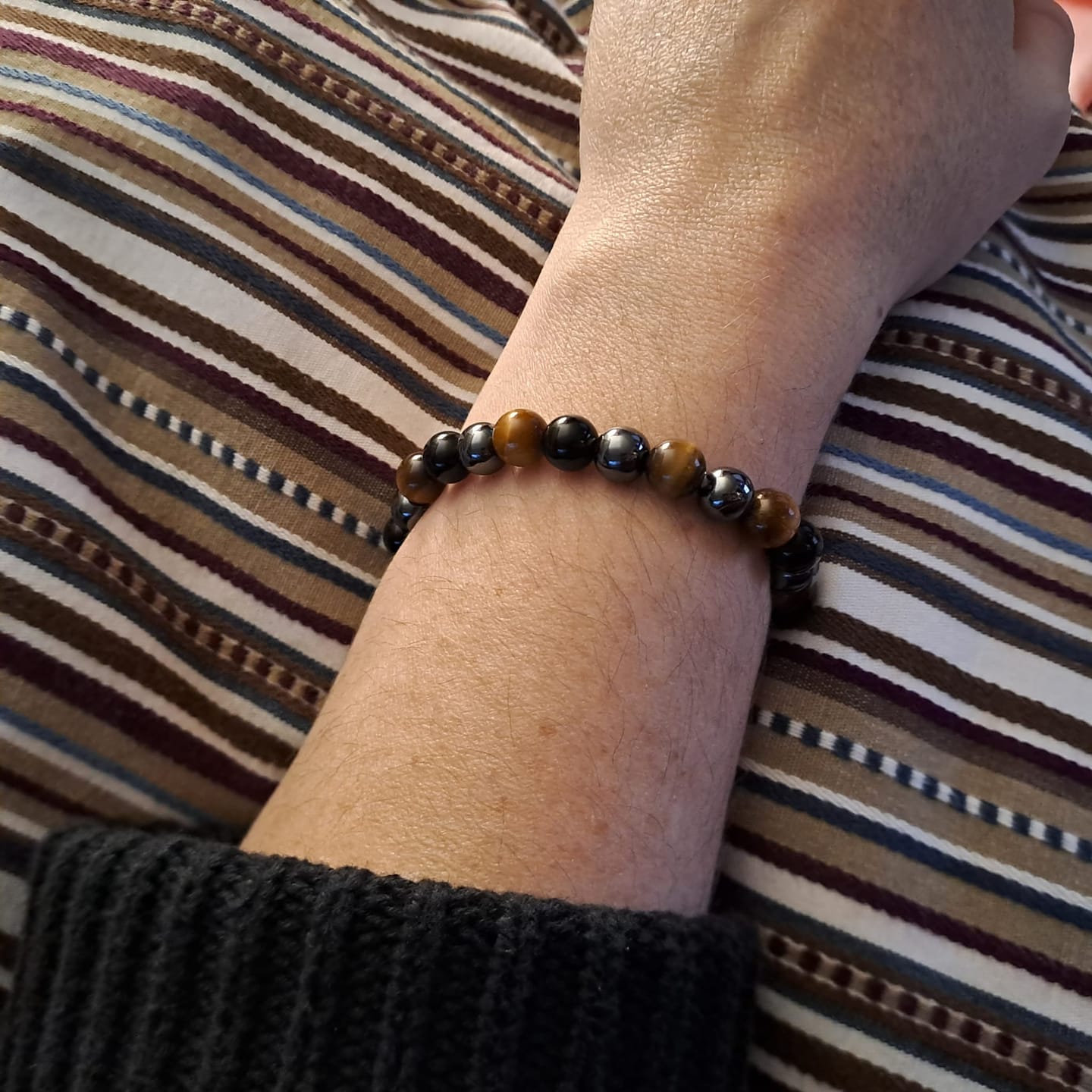 Customer photo review of Bracelet "3 Protections" en Oeil de Tigre, Hématite & Obsidienne Noire