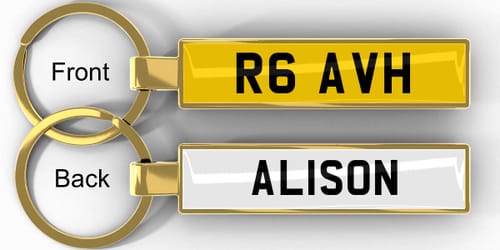 Customer photo review of Personalised Metal Number Plate Keyring