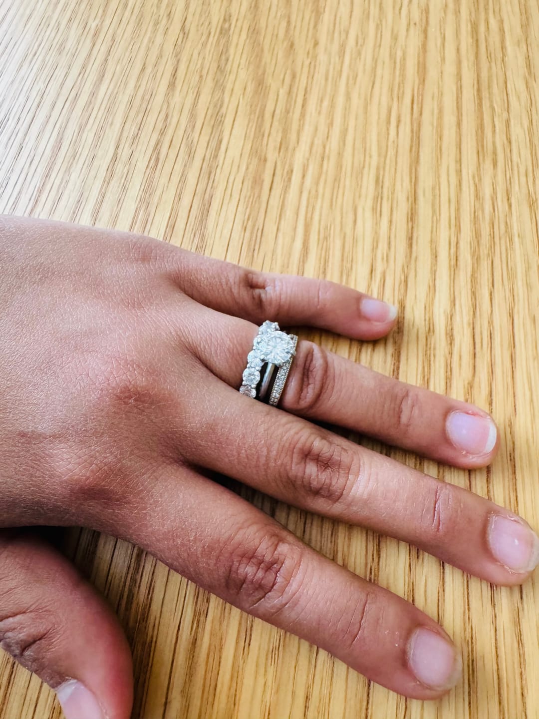 Customer photo review of Aura 4MM Eternity Band - Sterling Silver - Moissanite