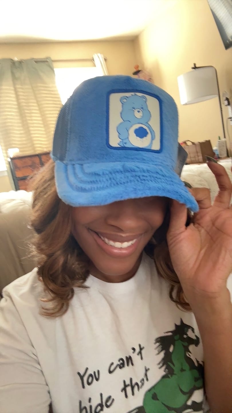 Customer photo review of OVERLORD X Care Bears:  Grumpy Bear Trucker Cap