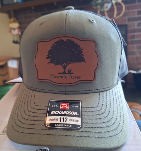 Customer photo review of Richardson 112 Genuine Leather Patch Hats Laser Engraved