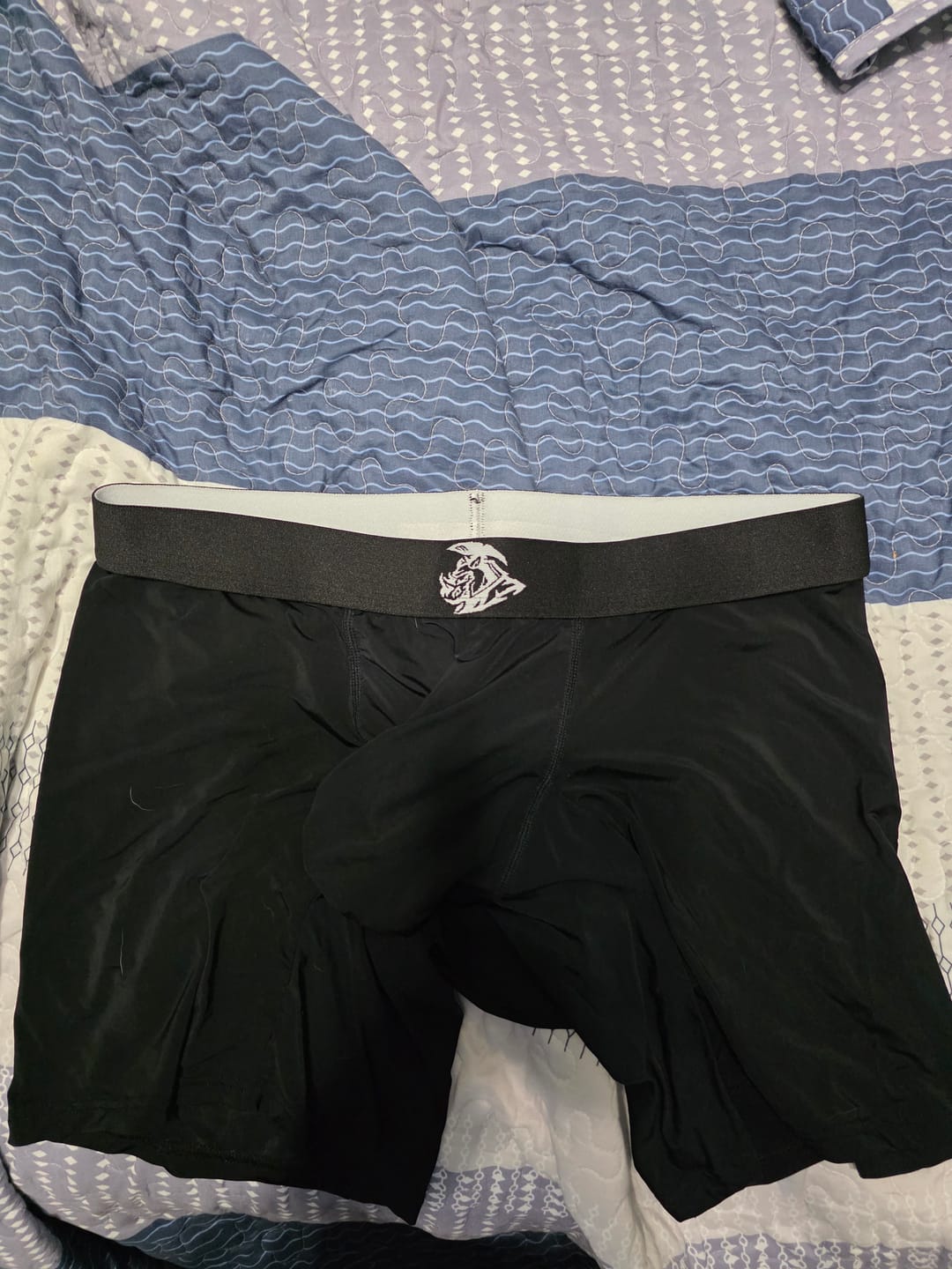 Customer photo review of Nylon 7in Boxer Briefs No Fly 6pk Black/Blue/Gray