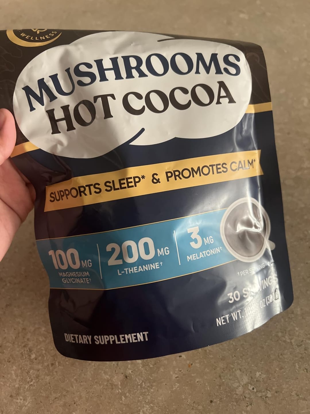 Customer photo review of Mushroom Sleep Hot Cocoa - 30 servings