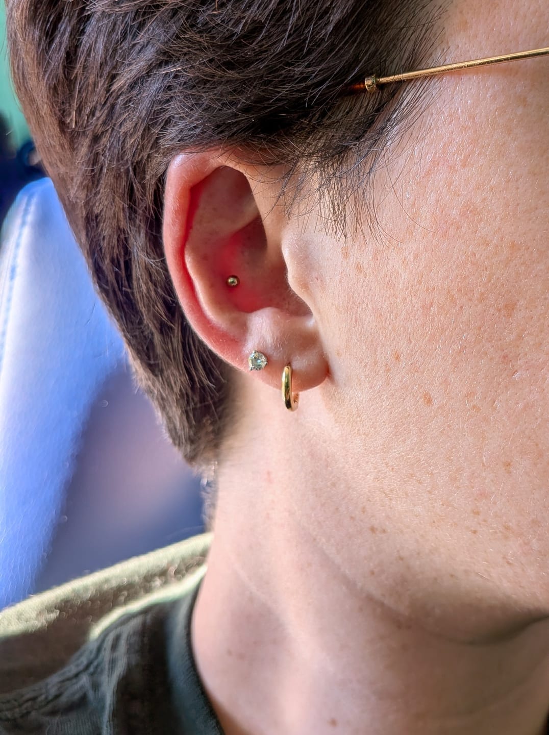 Customer photo review of My Huggies Hoop Earrings