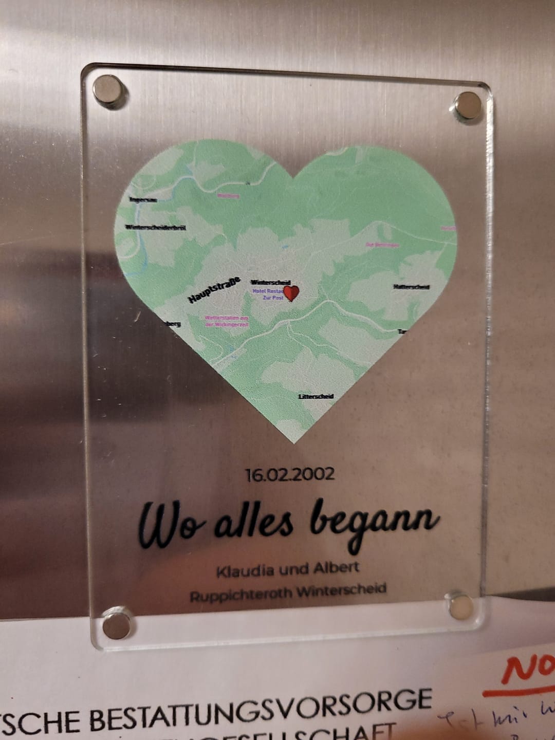 Customer photo review of "Unser Ereignis" - Acryl Magnet