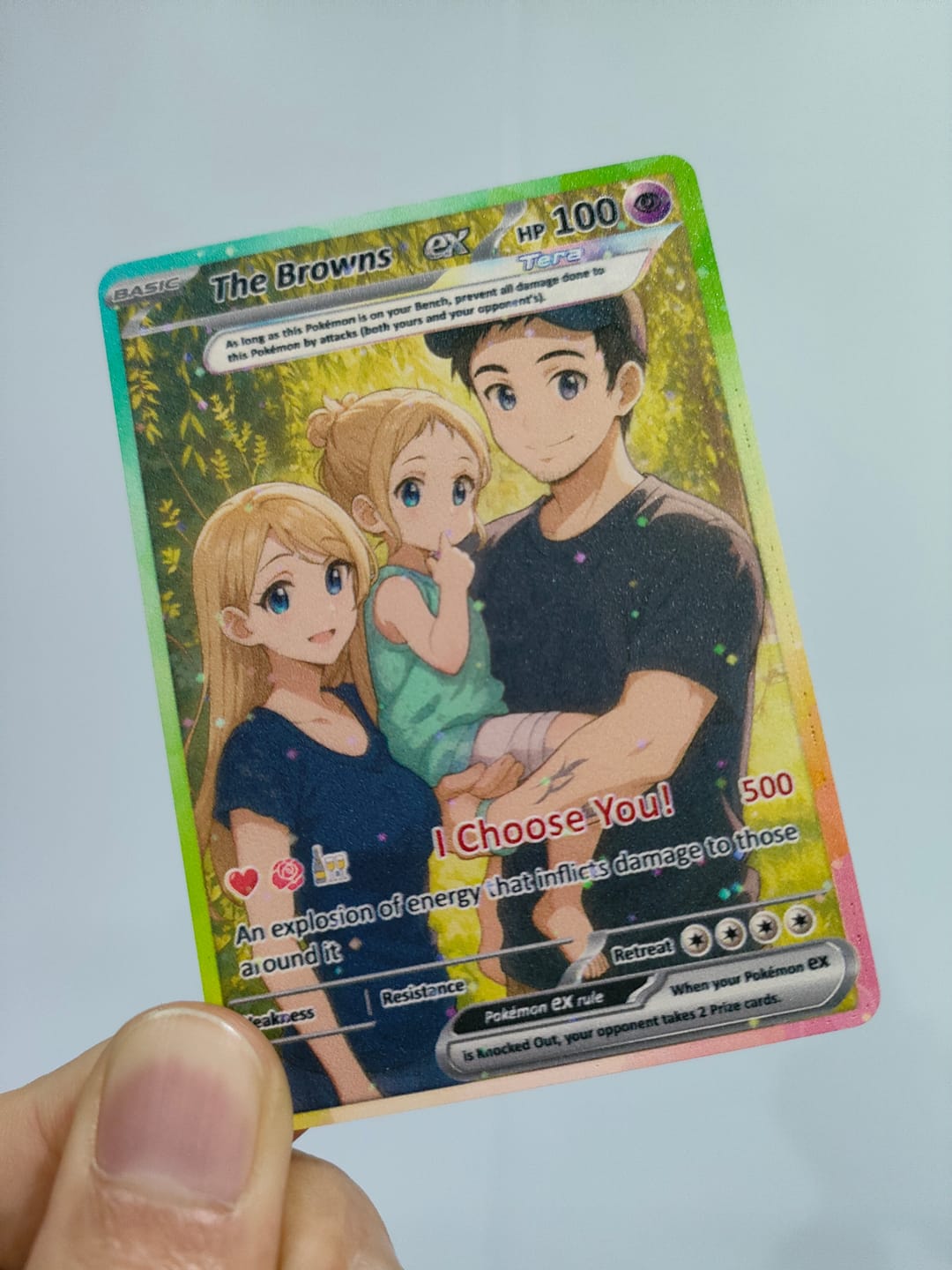 Customer photo review of Custom Pokémon Cards with Anime Picture, Personalized Poke Cards Animated Style Gifts for Him and Her - CPC-04