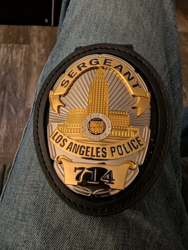 Customer photo review of LAPD Sergeant #714 Los Angeles Police Badge Solid Copper Replica Movie Props