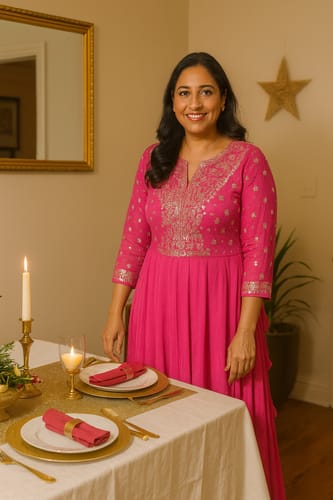 Customer photo review of Mothra Anarkali Georgette Suit with Pittan work
