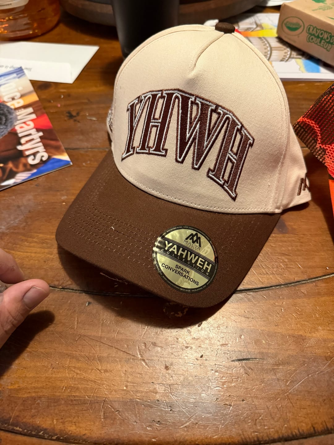 Customer photo review of ‘YHWH’ Structured SnapBack - Cream/Brown