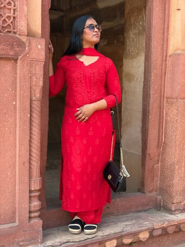 Customer photo review of Zimra Red Viscose 3 Piece Set