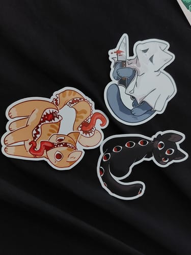 Customer photo review of Creepy Cat Stickers!
