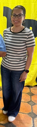 Customer photo review of Gradient Striped Solid Collar Tee