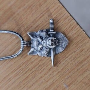 Customer photo review of Wolf Knife Pendant
