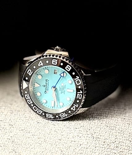 Customer photo review of Oceaneva 6000m GMT Deep Marine Explorer VI Grade 5 Titanium Automatic Watch Light Blue Dial