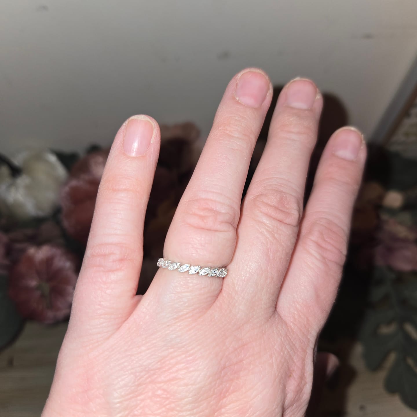 Customer photo review of Tori 18k White Gold Plated Ring with Round Cut Swarovski Crystals