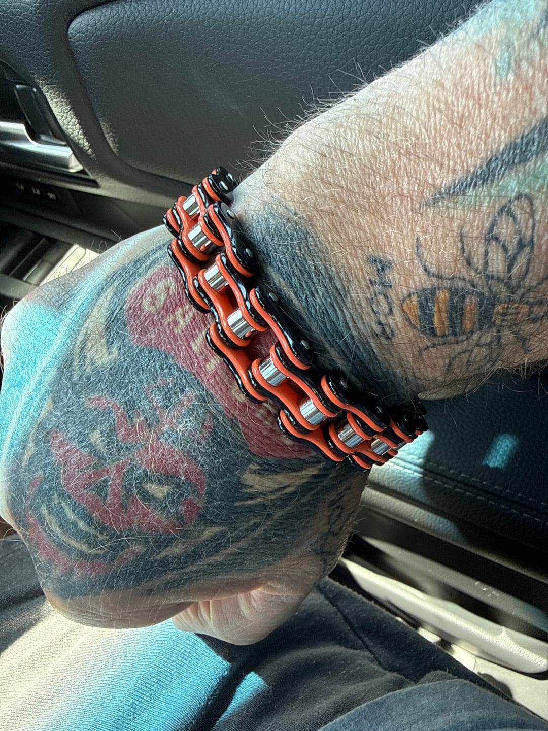 Customer photo review of Cycolinks Punk Orange Mens Bike Chain Bracelet