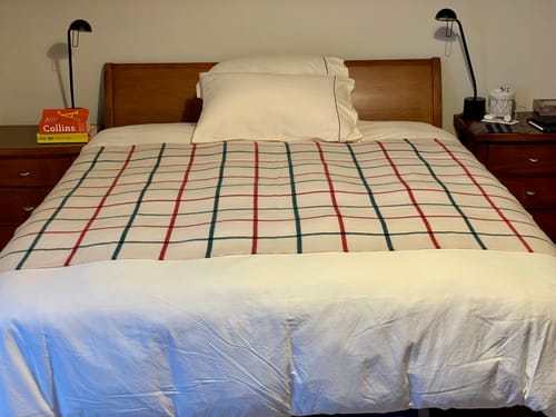 Customer photo review of Brand New English Winter White Chequered Luxury Woven Cashmere Blanket