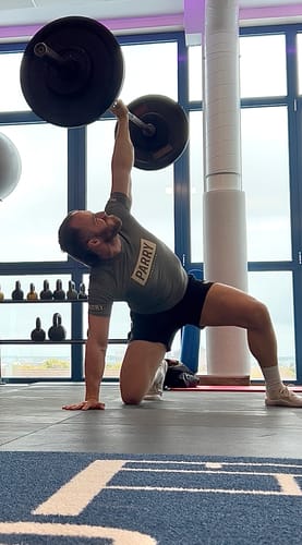 Customer photo review of Olive Drab Parry Athletics Box Logo Rashguard