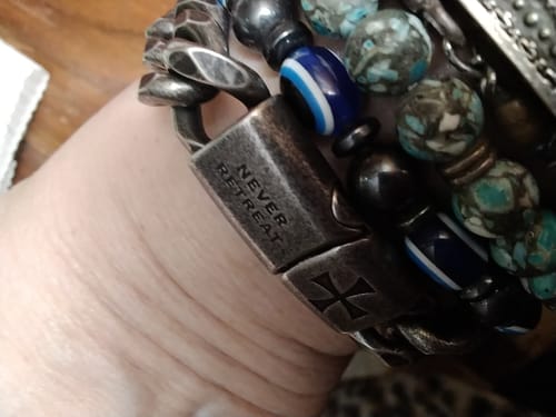 Customer photo review of The Knights Templar - Never Retreat Never Surrender Bracelet: Helps Pair Veterans With A Service Dog Or Shelter Dog
