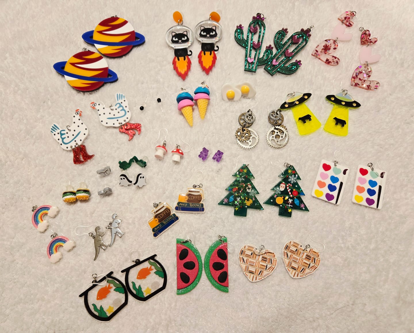 Customer photo review of Bookshelf Dangles Hypoallergenic Earrings for Sensitive Ears Made with Plastic Posts