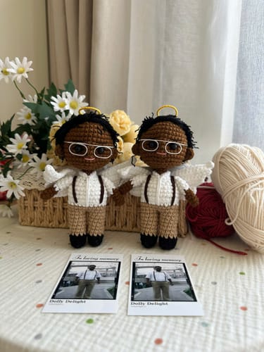 Customer photo review of Dolly® Personalized Crochet Doll with Photo Card