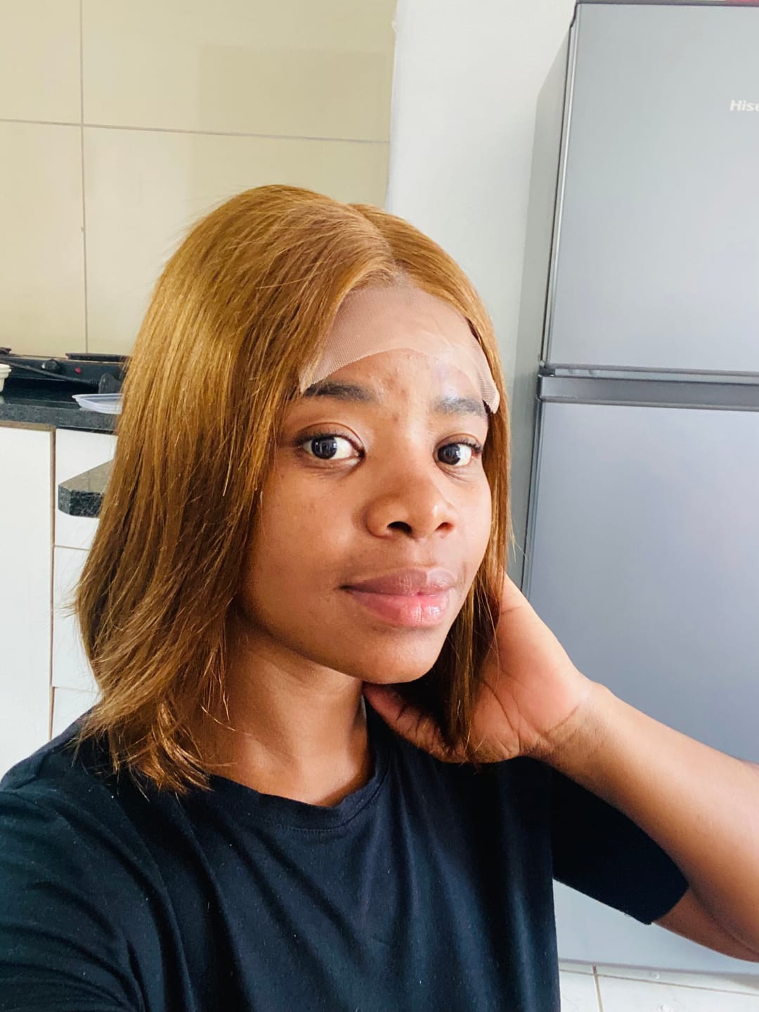 Customer photo review of Double Drawn Light Brown Glueless 5 X 5 Lace Bob Wigs