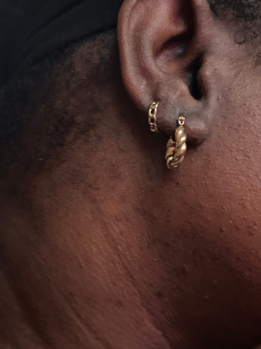 Customer photo review of Cuban Link Huggie Earrings