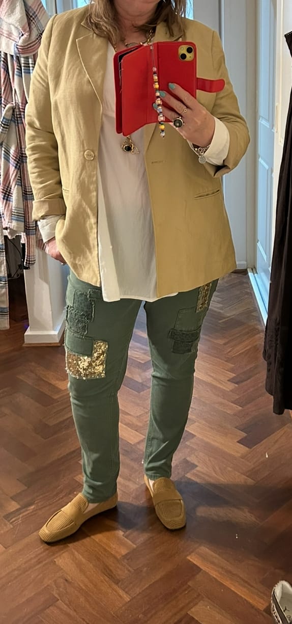 Customer photo review of All That Jazz Applique Jean - Khaki